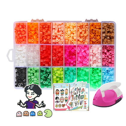 Kids Colored Fuse Beads Kit - 24 colors, 9,200pcs, with Ironing