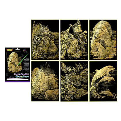 Gold Foil Engraving Art Kit, 5.8" x 8.27", Random Style