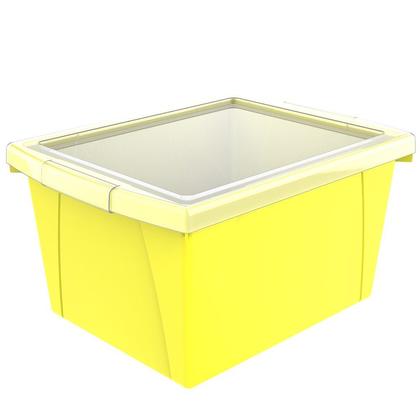 Storex® 4 Gallon/15 L, Classroom Storage Bin with Lid, 13.625"L x11.25"W x 7.87"H, Yellow