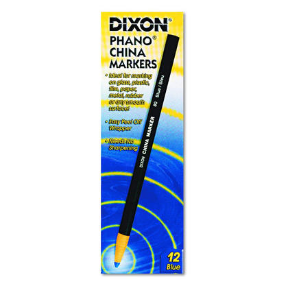 Dixon@ Phano China Marker Pencils - 12/Box - Blue