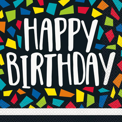Colorful Mosaic Birthday Luncheon Napkins, 16ct For Birthday Party