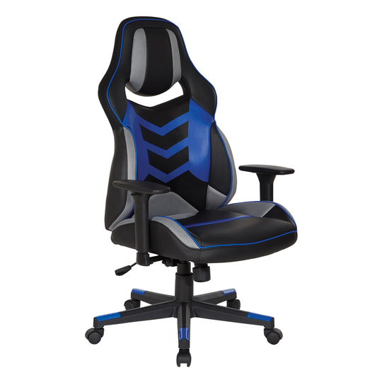 OSP Home Furnishings Eliminator Blue Contemporary Ergonomic Adjustable Height Swivel Headrest Chair