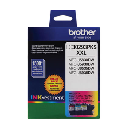 Brother LC30293PKS Color Ink Cartridge Combo Extra High Yield C/M/Y
