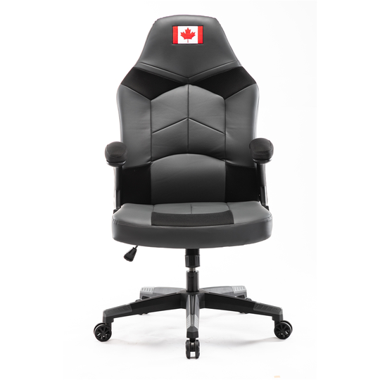 ZipDecor Grey Ergonomic Adjustable Height Swivel Canadian Flag Gaming Chair