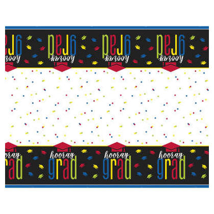 Colorful Cap Grad Rectangular Plastic Table Cover, 54"x84"