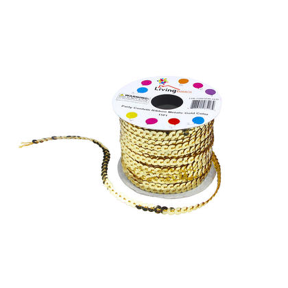 Party Confetti Ribbon Metalic Color 15Ft - Gold