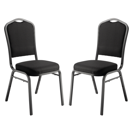 National Public Seating 9300 Series Ebony Black Fabric Traditional Stackable Chairs with Black Frame - Set of 2