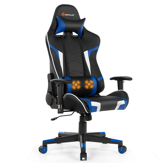Costway Contemporary Ergonomic Adjustable Height Swivel Headrest Chair - Blue