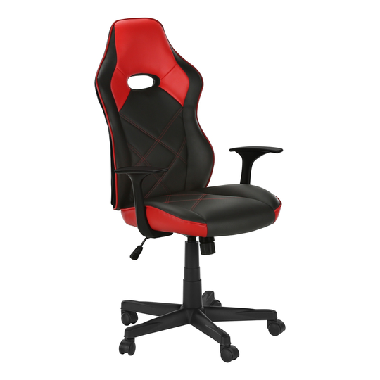 Monarch Specialties Black and Red Contemporary Ergonomic Adjustable Height Swivel Gaming Chair
