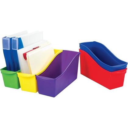 Storex Large Book Bin, 14.3 x 5.3 x 7 Inches, Assorted Colors - 1 Units/Pack