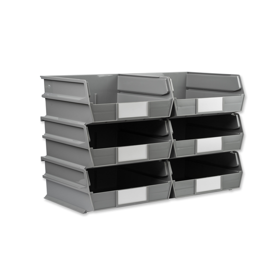 Triton Products LocBin Stacking Hanging Interlocking Polypropylene Storage Bin in Gray (6-Pack)
