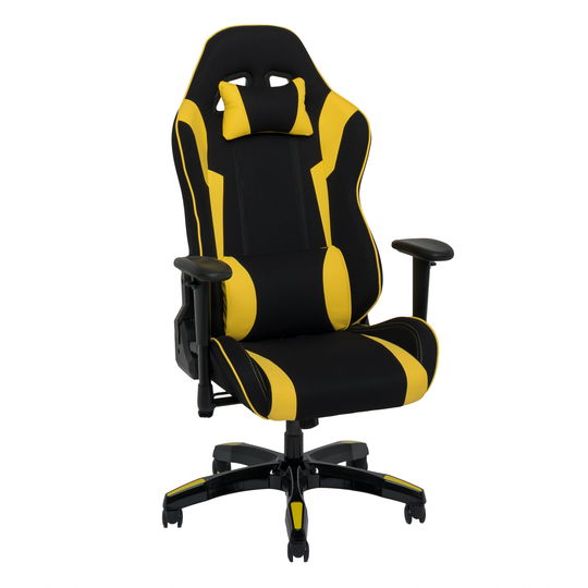 CorLiving CoreLiving 33.50-in x 29.00-in Black And Yellow High Back Ergonomic Gaming Chair