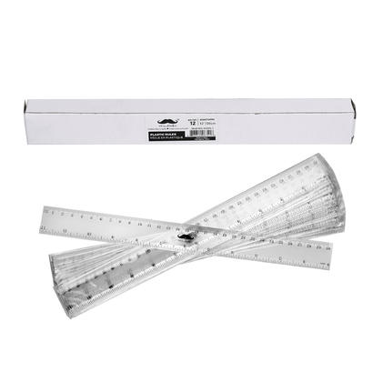 12" (30cm) Plastic Straight Ruler, 12/box- Moustache@