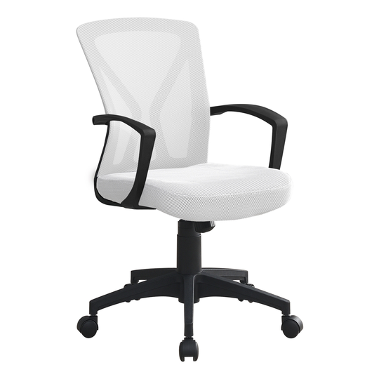 Monarch Specialties Contemporary Ergonomic Adjustable Height Swivel Desk Chair - White