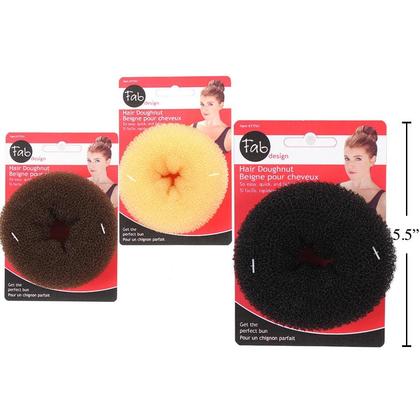 Fab Design Hair Doughnut blonde/blk/brunette, 1 Randomized Color Per Pack