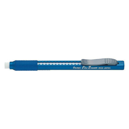 Pentel Clic Pencil-Style Grip Eraser - Blue Barrel (ZE22) 706929