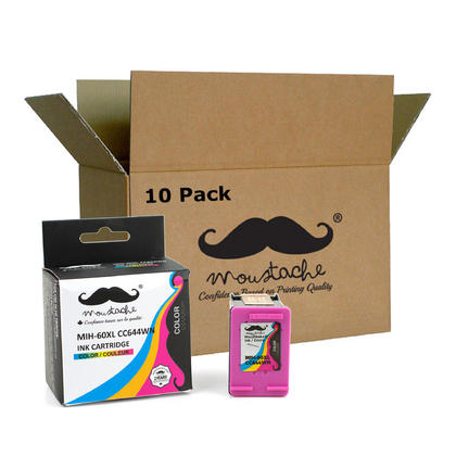 Compatible HP 60XL Tri-Color Ink Cartridge (CC644WN) by Moustache, 10/Pack - High Yield