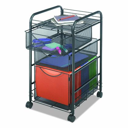 SAFCO@ Onyx Mesh File Cart with 1 File Drawer and 2 Small Drawers