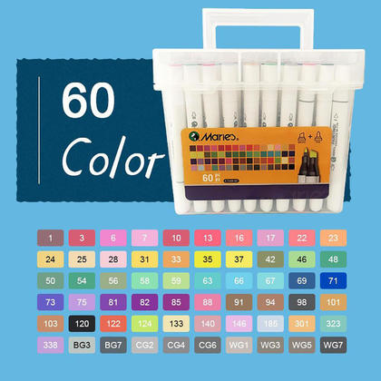 Dual Tip Colored Art Markers with Storage Pouch - 60 Colors/Pack