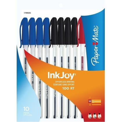 PaperMate@ InkJoy@ 100 RT Ballpoint Pen 3 Colors Set,10/Pack 319319
