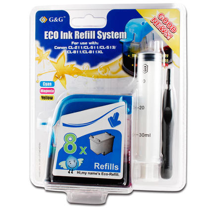 Compatible Canon MP480 Ink Cartridge Refill Kit - CL211 Color - G&G