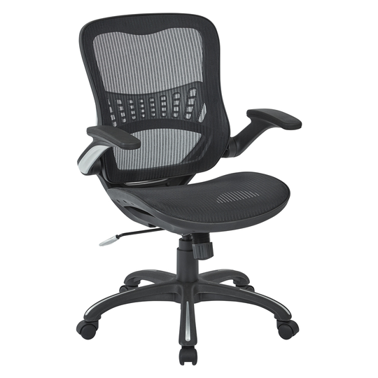 Office Star Products Black Mesh Contemporary Ergonomic Adjustable Height Swivel Manager Chair