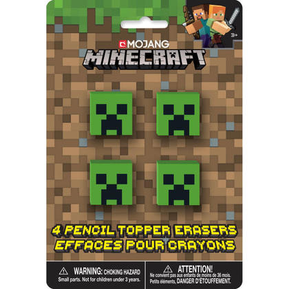 Minecraft 4 Pencil Topper Erasers For Birthday Party