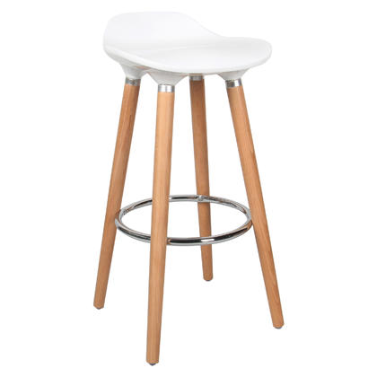 Contemporary Bar Stool with Beech Wood Legs, White - Moustache@ - 1/Pack