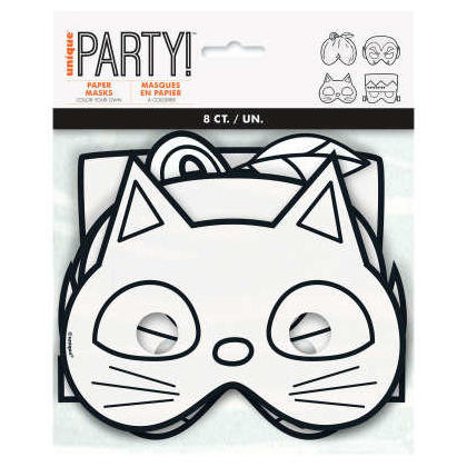 Halloween Color Your Own Halloween Paper Masks 8Pcs/Pack