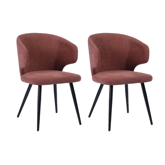 Homycasa Yueill Set of 2 Coral Fabric Upholstered Wingback Dining Chair