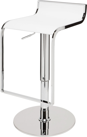 Alexander Adjustable Height Stool (White Leather with Silver Base)