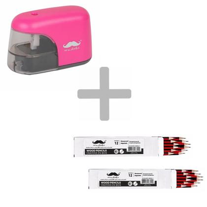 Automatic Electric Pencil Sharpener with Pencil- Moustache@ - Ultra Pink