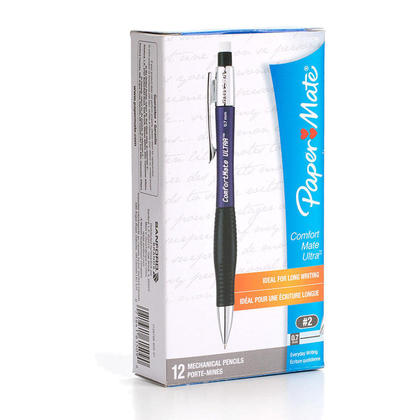 Paper Mate@ ComfortMate Ultra Mechanical Pencil, 0.7mm, Assorted barrel colours, Box of 12