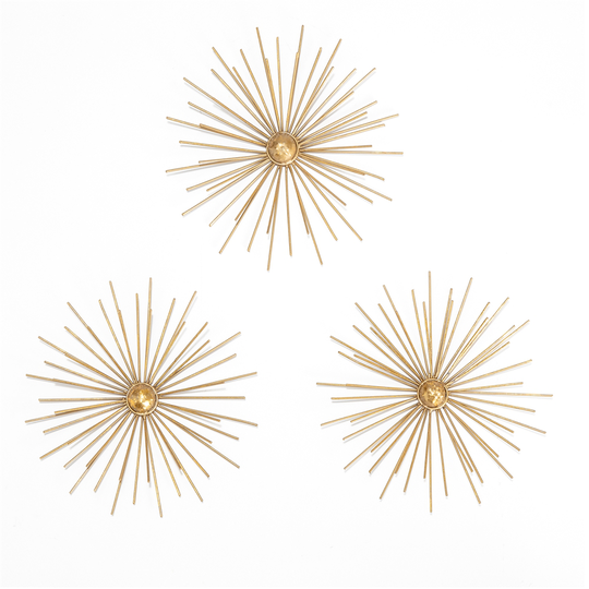 Habitat Cabers 1.25-in H x 27-in W Gold Starbusts Metal Wall Accent - Set of 3