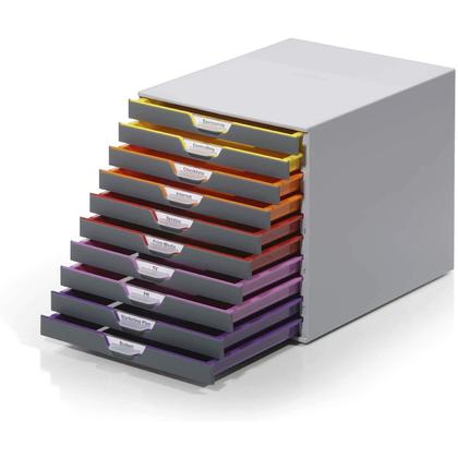Durable 761027 VARICOLOR 10, Desk Storage Box, Gray & Multicolor