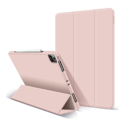 iPad Pro 12.9" 2020 & 2018 Leather Shockproof Case with Pencil Holder, Pink - PrimeCables®