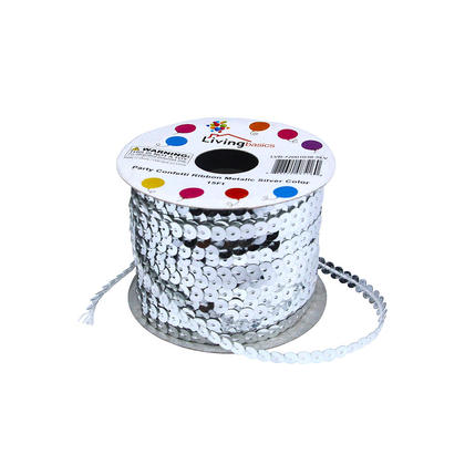 Party Confetti Ribbon Metalic Color 15Ft - Silver