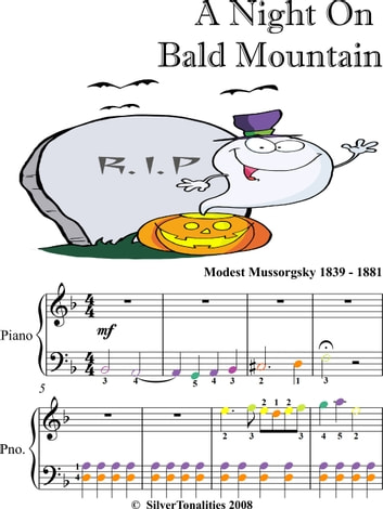 A Night On Bald Mountain Easy Piano Sheet Music with Colored Notes