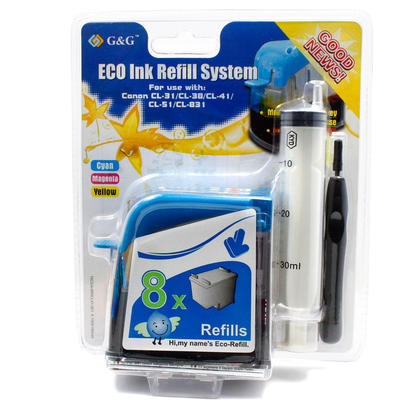 Compatible Canon CL31 CL41 CL51 Color Ink Cartridge Refill Kit - G&G