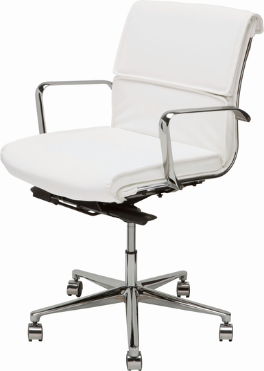 Lucia Office Chair (Low Back - White with Silver Base)