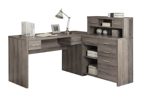 Monarch Specialties Monarch 62.75-in x 44.75-in dark Taupe L-Shaped Home Office Desk