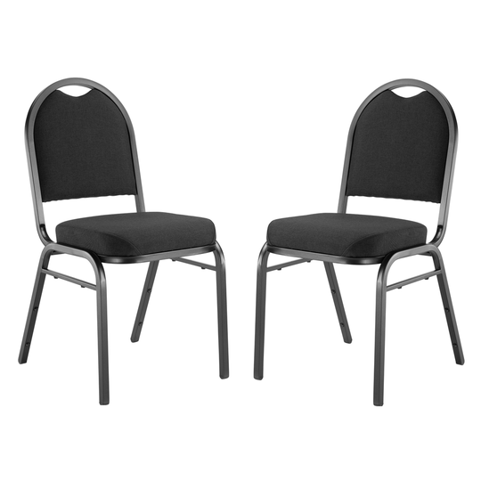 National Public Seating 9200 Series Ebony Black Fabric Traditional Stackable Chairs with Black Frame - Set of 2