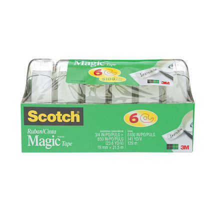 Scotch® Magic™ Adhesive Tape, 6 Dispensers Rolls, 19mm x 21.5m