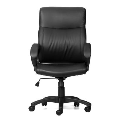 Office Chair Mid-Back with Armrest Bonded-Leather, Black Moustache@