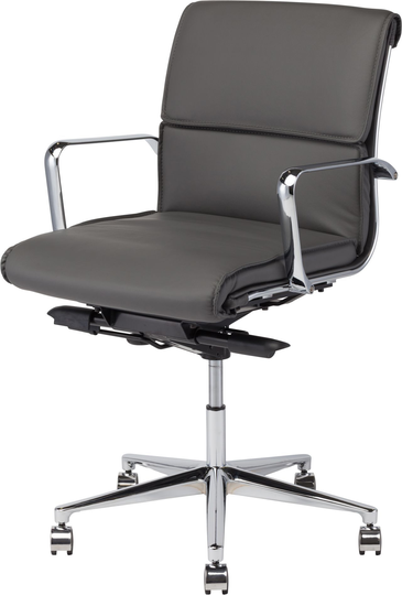Lucia Office Chair (Low Back - Grey with Silver Base)