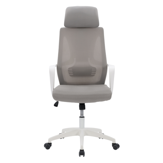 CorLiving Workspace White and Grey Ergonomic Adjustable Height Swivel Desk Chair