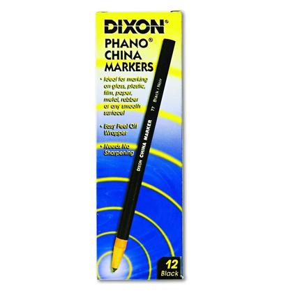 Dixon@ Phano China Marker Pencils - 12/Box - Black