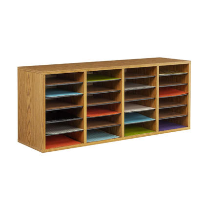 Safco® 24-Compartment Wood Adjustable Literature Organizer - Oak (9423MO)