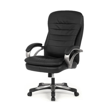 Big & Tall Double Cushion Bonded Leather Office Chair, Capacity Support 400 lb, Black- Moustache@