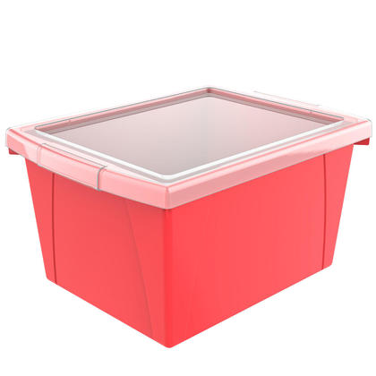 Storex® 4 Gallon/15 L, Classroom Storage Bin with Lid, 13.625"L x11.25"W x 7.87"H, Red